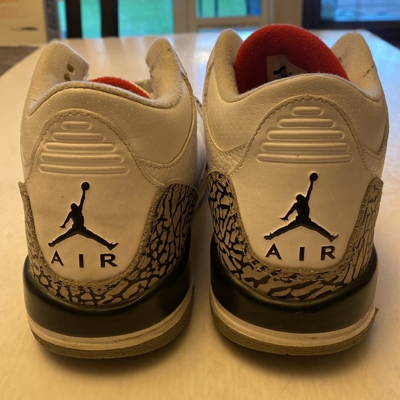 NIKE Air Jordan 3 Retro White Cement Grey Fire Red Black Shoes 398614-105  6.5Y - Picture 1 of 8